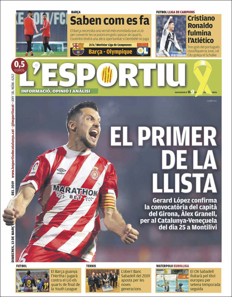 Portada de L'Esportiu : Girona (Espa&ntilde;a)