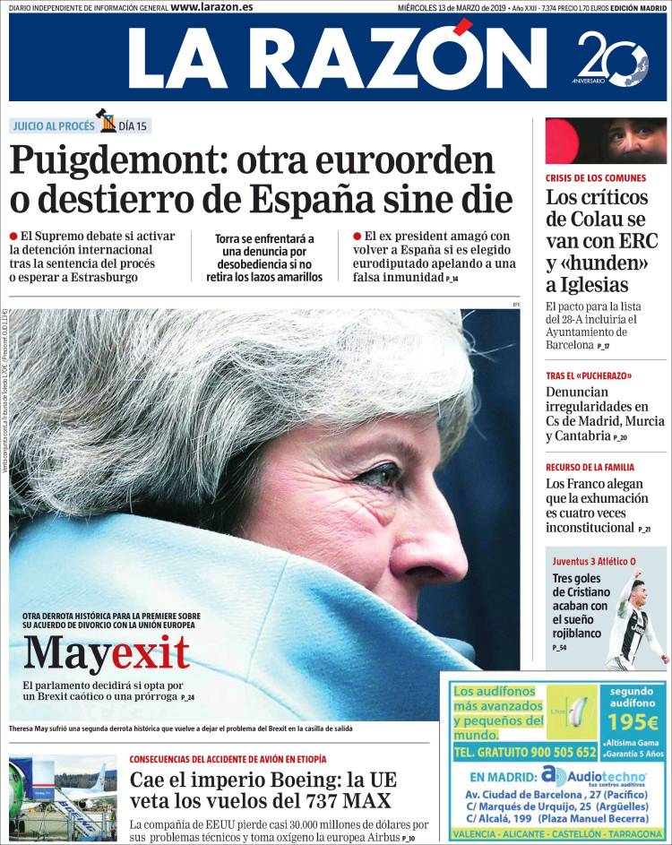 Portada de La Razón (Espa&ntilde;a)