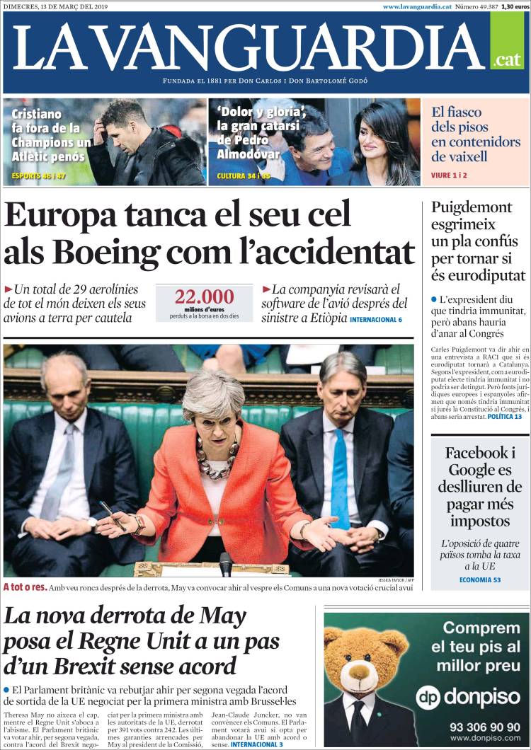 Portada de La Vanguardia (Espa&ntilde;a)