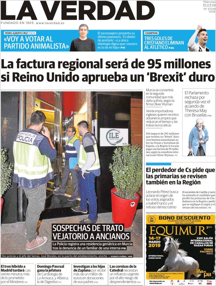 Portada de La Verdad de Murcia (Espa&ntilde;a)