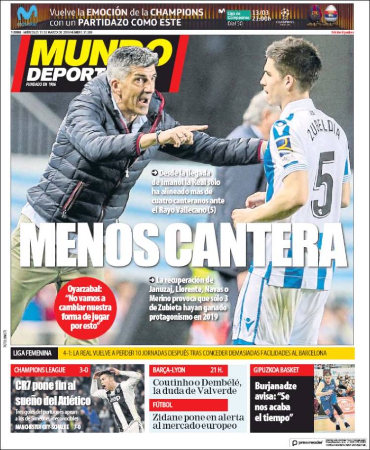 Portada de Mundo Deportivo Gipuzkoa (Espa&ntilde;a)