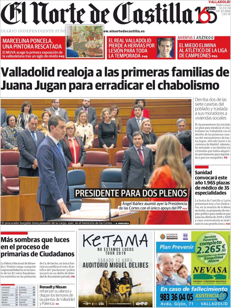 Portada de Norte de Castilla - Valladolid (Espa&ntilde;a)