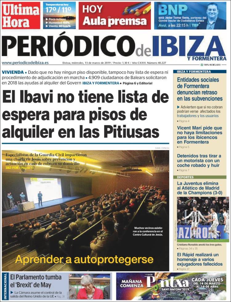 Portada de Periódico de Ibiza (Espa&ntilde;a)