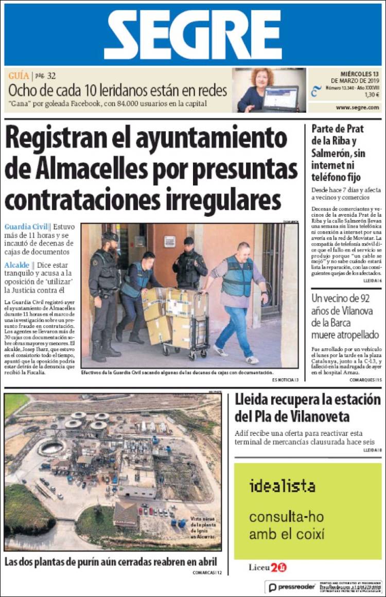 Portada de Segre  (Espa&ntilde;a)