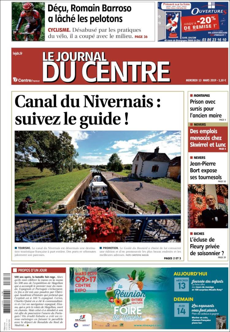 Portada de Le Journal du Centre (Francia)