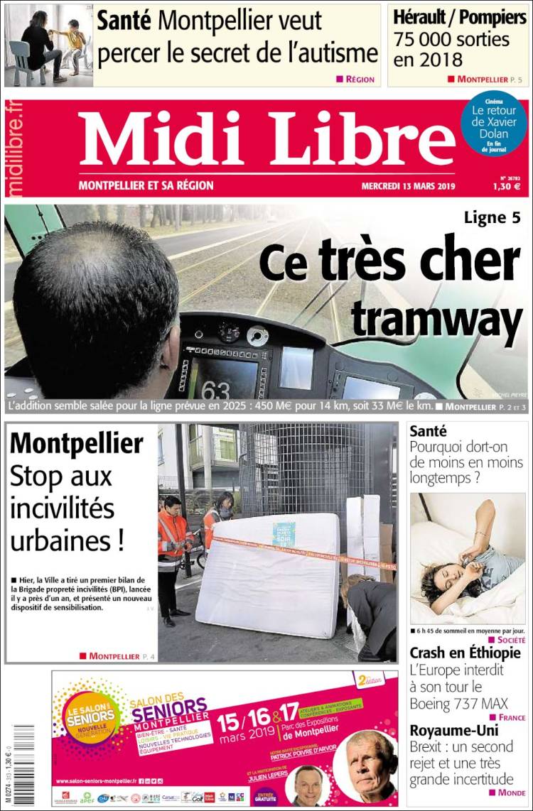 Portada de Midi Libre (Francia)