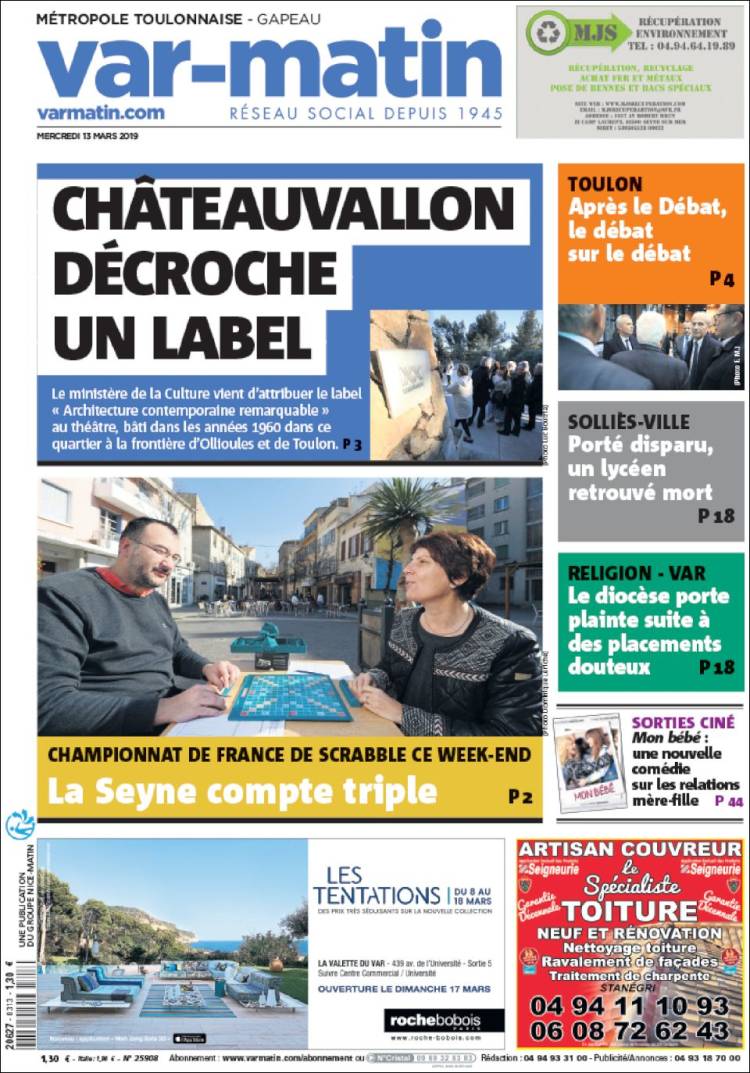 Portada de Nice-Matin (Francia)