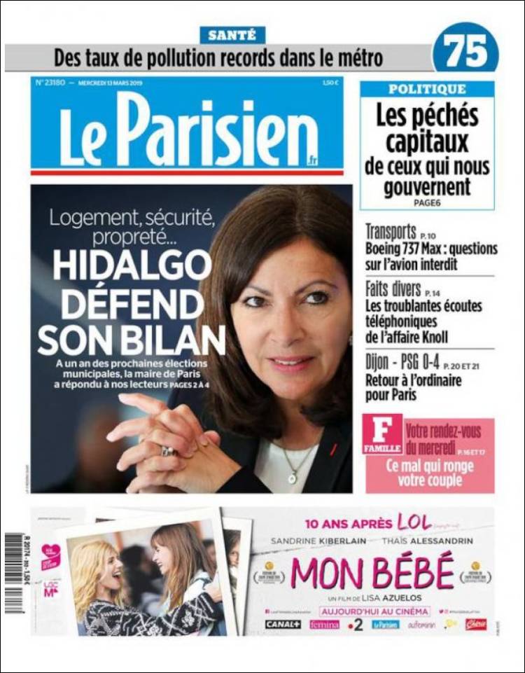 Portada de Le Parisien (Francia)