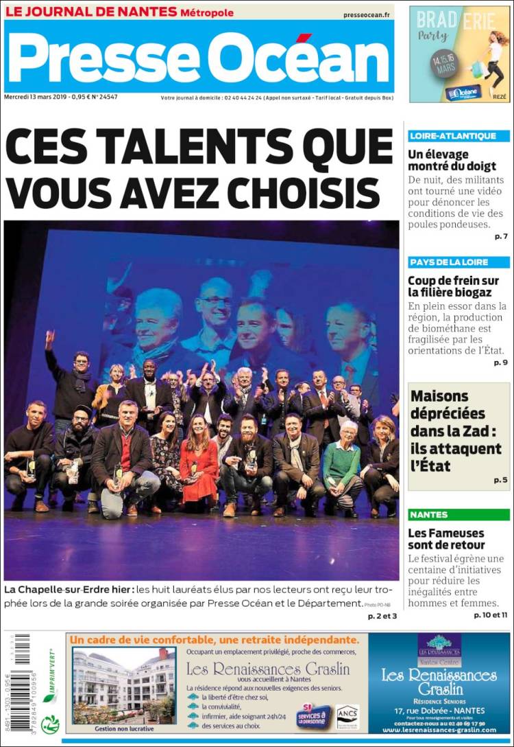 Portada de Presse Ocean (Francia)