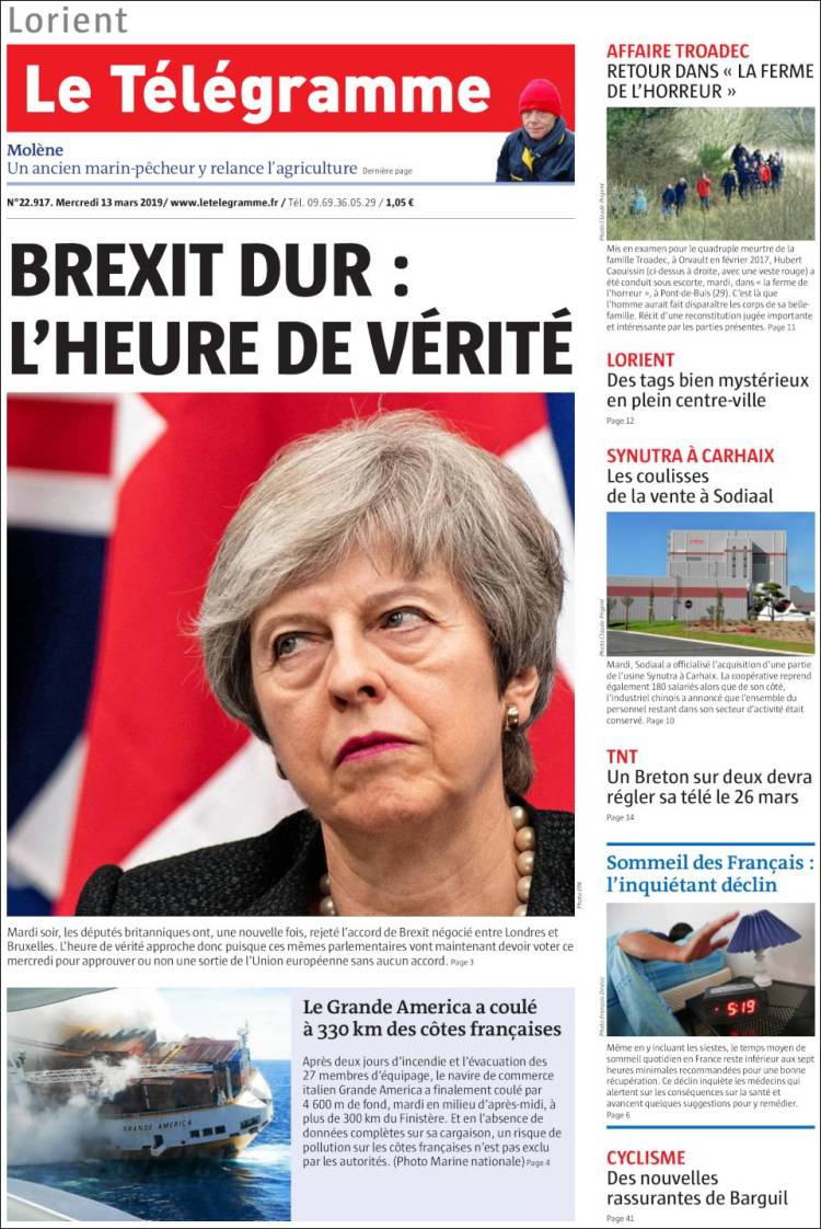 Portada de Télégramme (Francia)