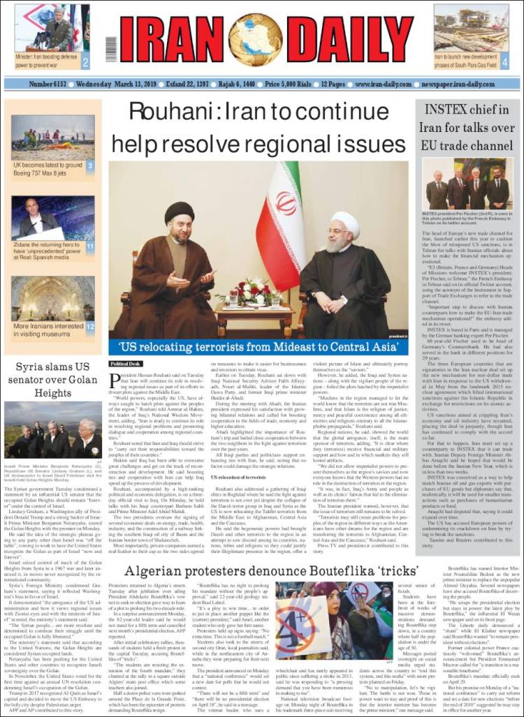 Portada de Iran Daily (Ir&aacute;n)