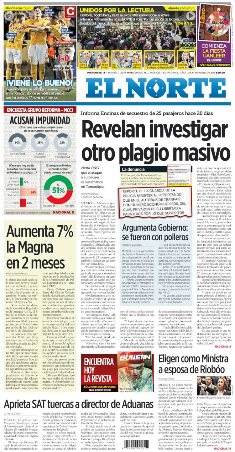 Portada de El Norte (Mexico)