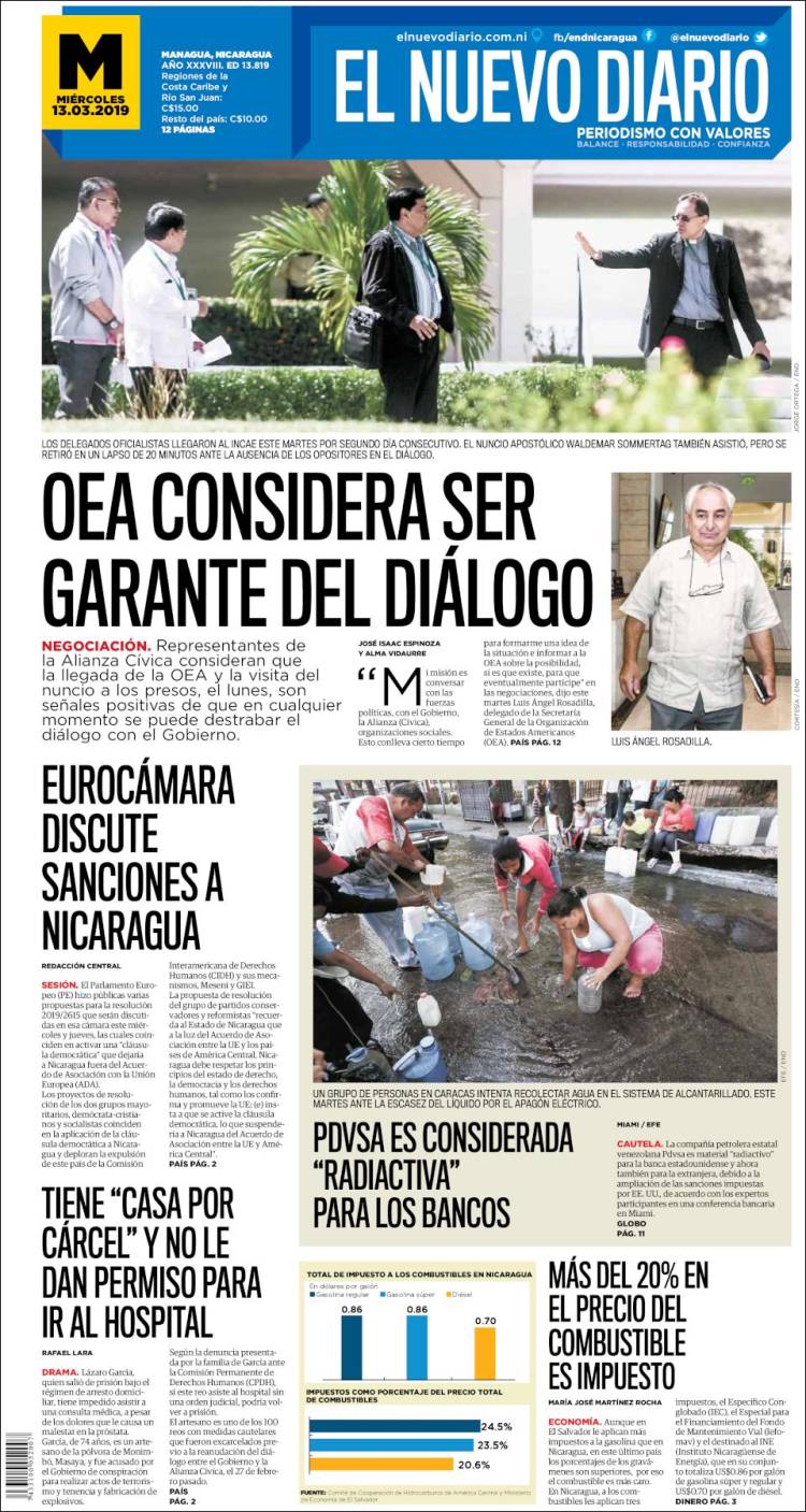 Portada de El Nuevo Diario (Nicaragua)