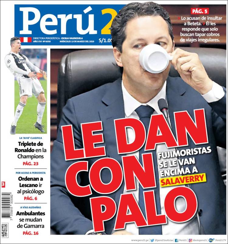 Portada de Perú 21 (Per&uacute;)