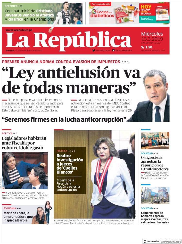 Portada de La Republica (Per&uacute;)