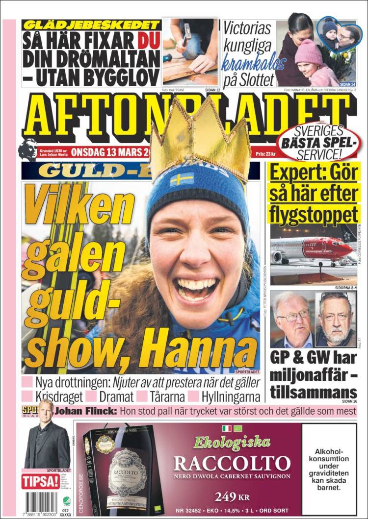 Portada de Aftonbladet (Suecia)