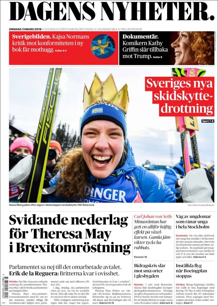 Portada de Dagens Nyheter (Suecia)