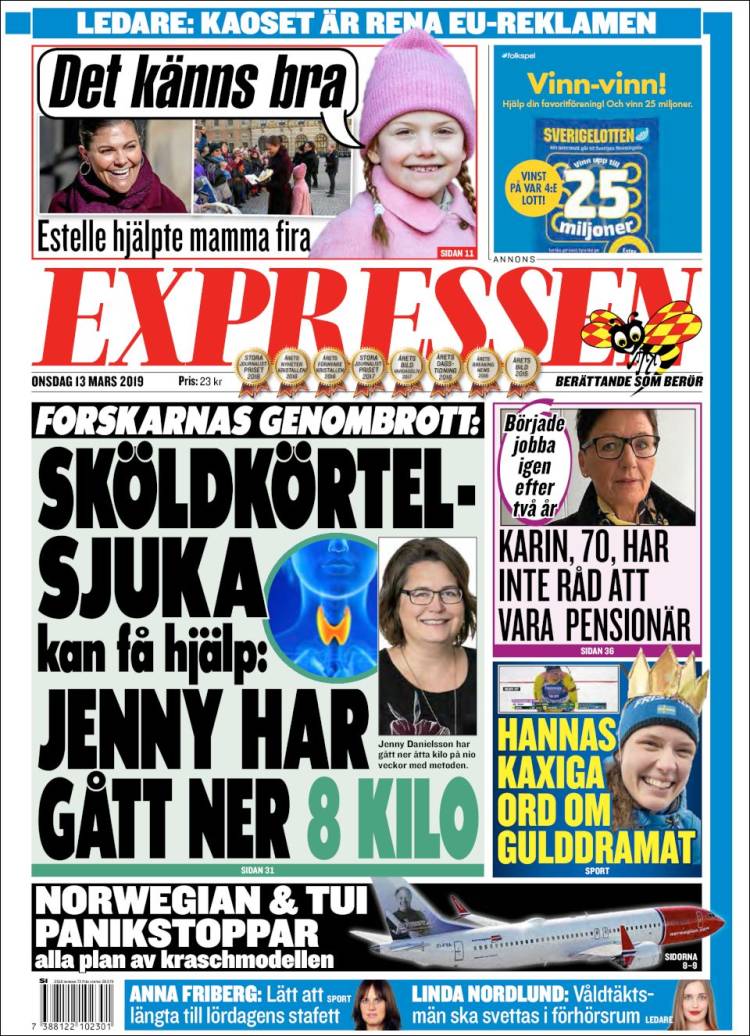 Portada de Expressen (Suecia)