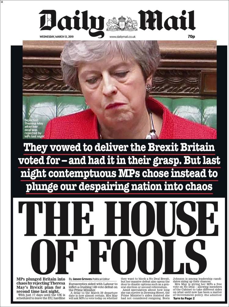 Portada de Daily Mail (Reino Unido)