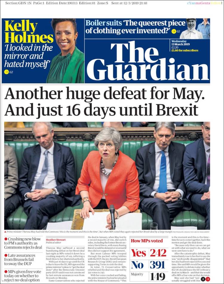 Portada de The Guardian (Reino Unido)