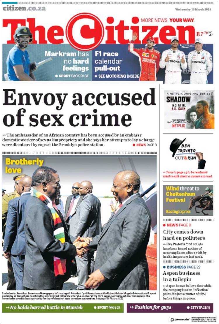 Portada de The Citizen (Sud&aacute;frica)