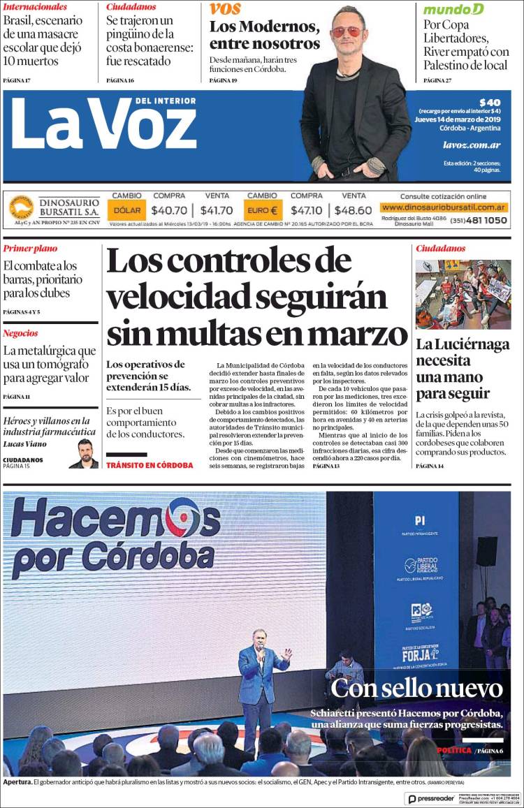 Portada de La Voz del Interior (Argentina)