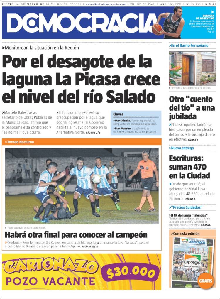 Portada de Diario Democracia (Argentina)