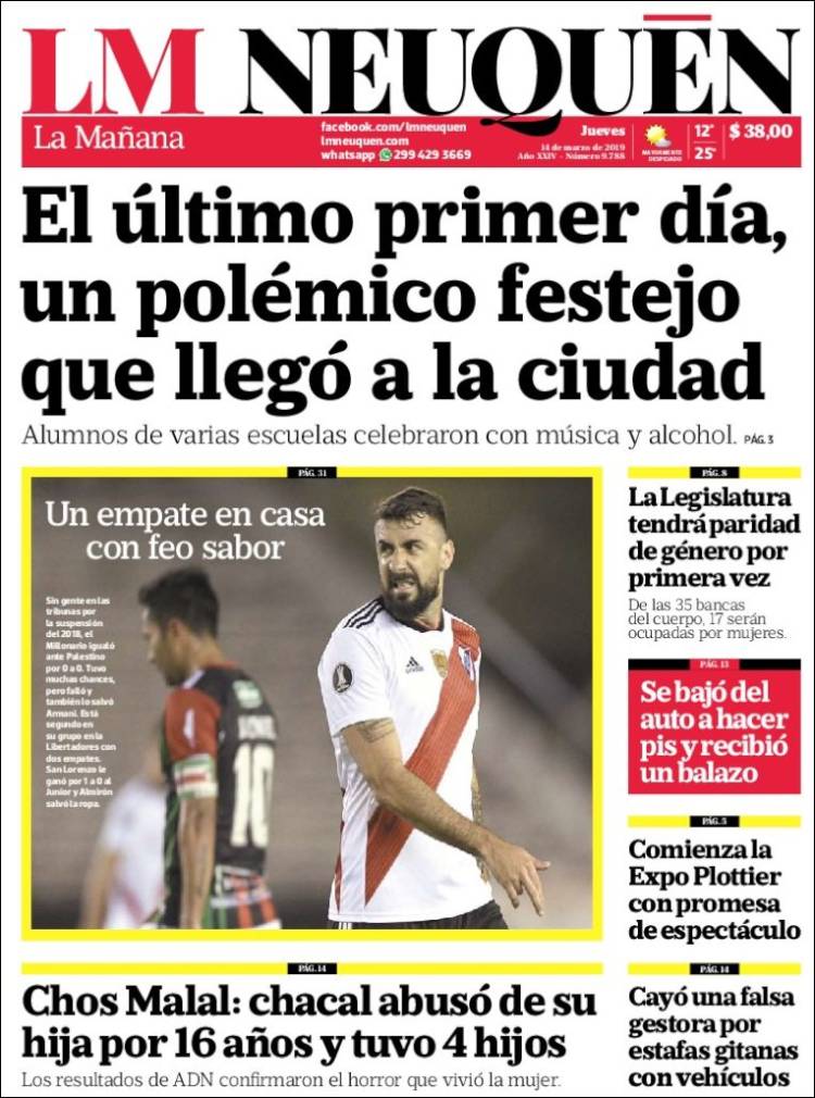 Portada de La Mañanade Neuquén (Argentina)