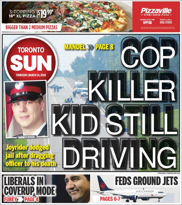 Portada de The Toronto Sun (Canadá)