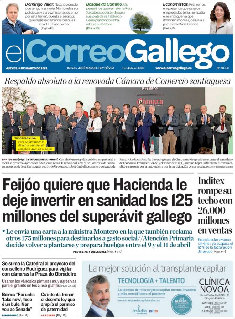 Portada de El Correo Gallego (España)