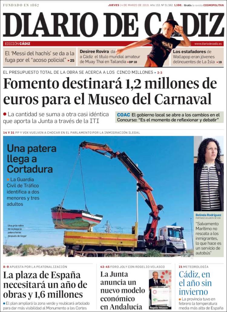 Portada de Diario de Cádiz (España)