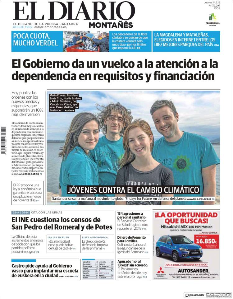 Portada de El Diario Montañés (España)