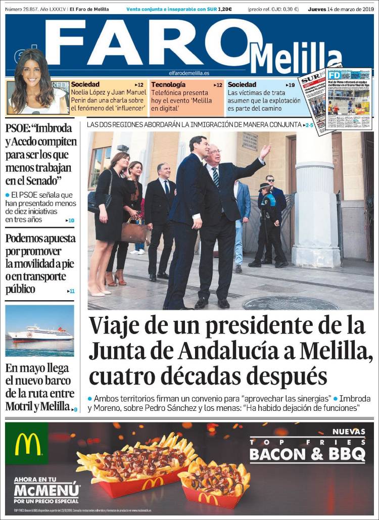 Portada de El Faro de Melilla (España)