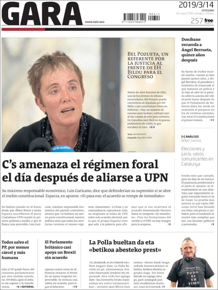 Portada de Gara (España)