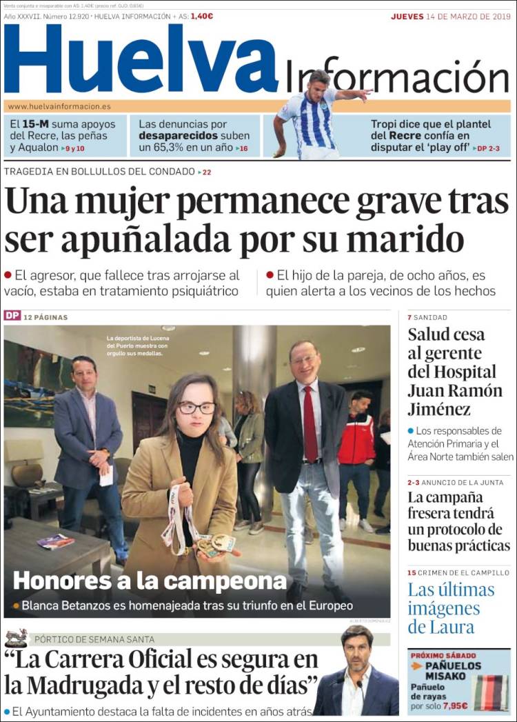 Portada de Huelva Información (España)