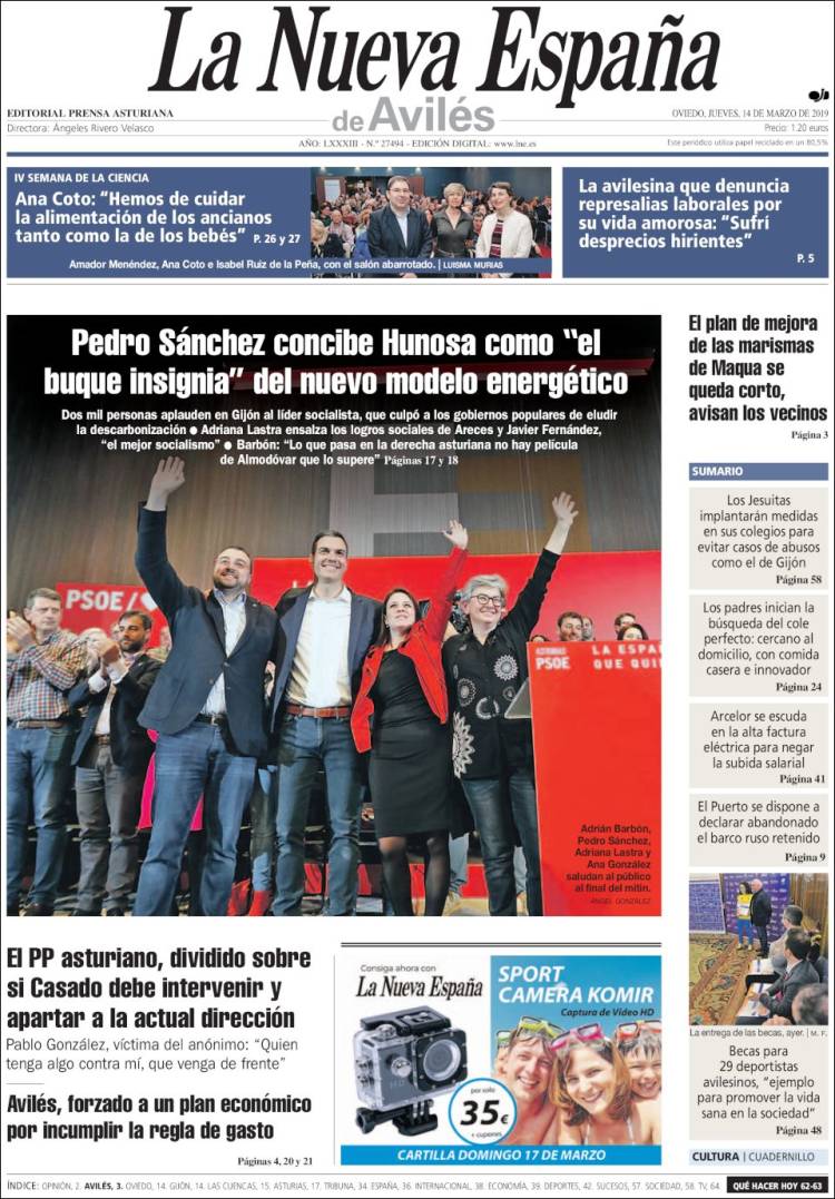 Portada de La Nueva España - Avilés (España)