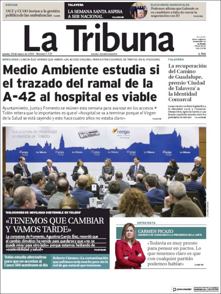 Portada de La Tribuna de Toledo (España)