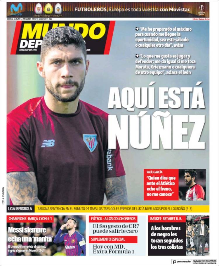 Portada de Mundo Deportivo Bizkaia (España)