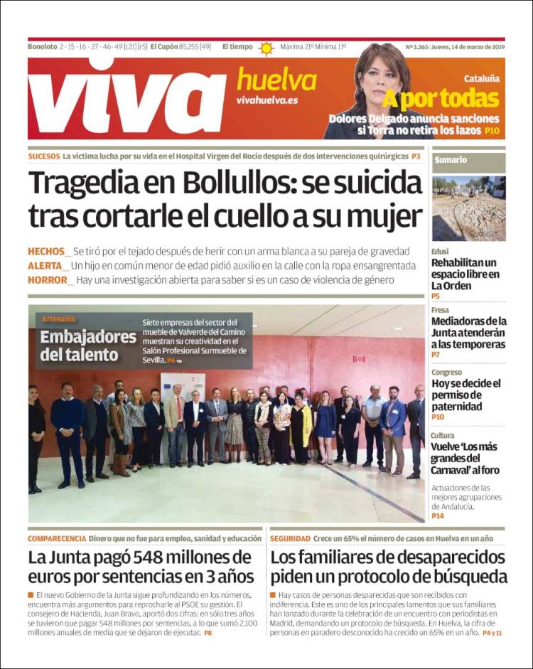 Portada de Viva Huelva (España)