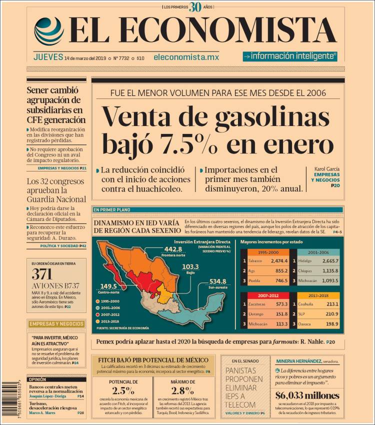 Periódico El Economista (México). Periódicos de México. Edición de