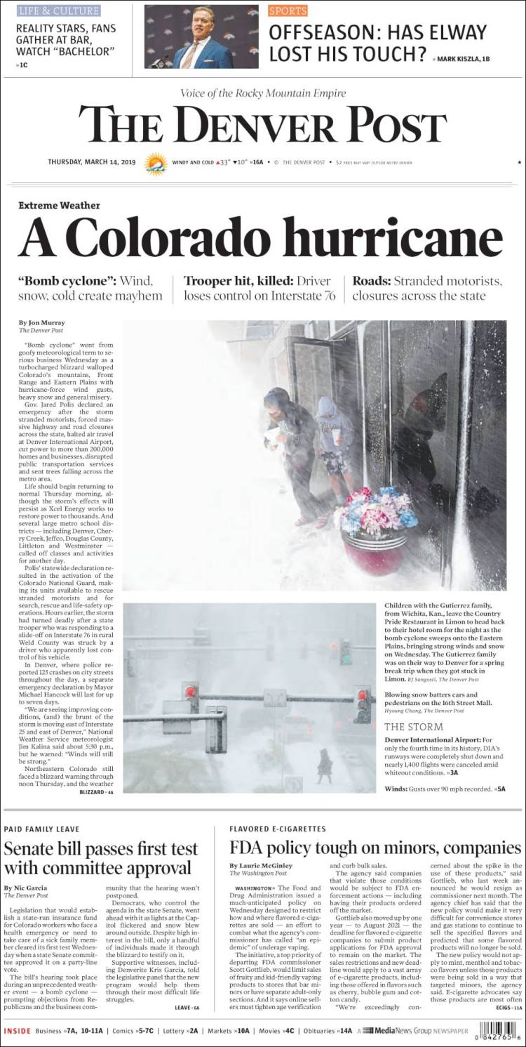 Portada de The Denver Post (USA)