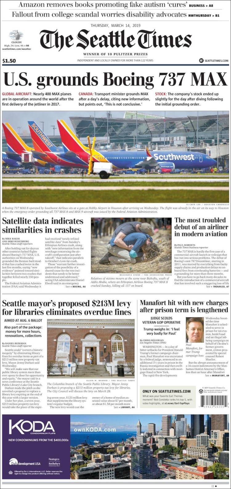 Portada de Seattle Times (USA)