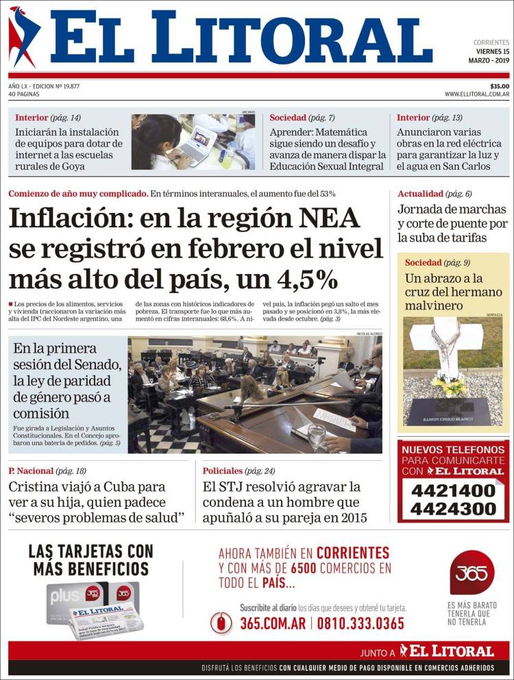 Portada de El Litoral Corrientes (Argentina)