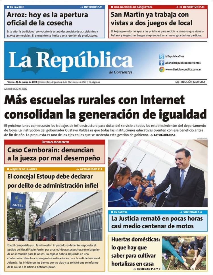Portada de La República de Corrientes (Argentina)