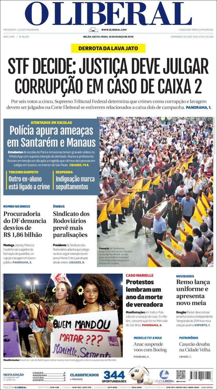 Portada de O Liberal (Brasil)