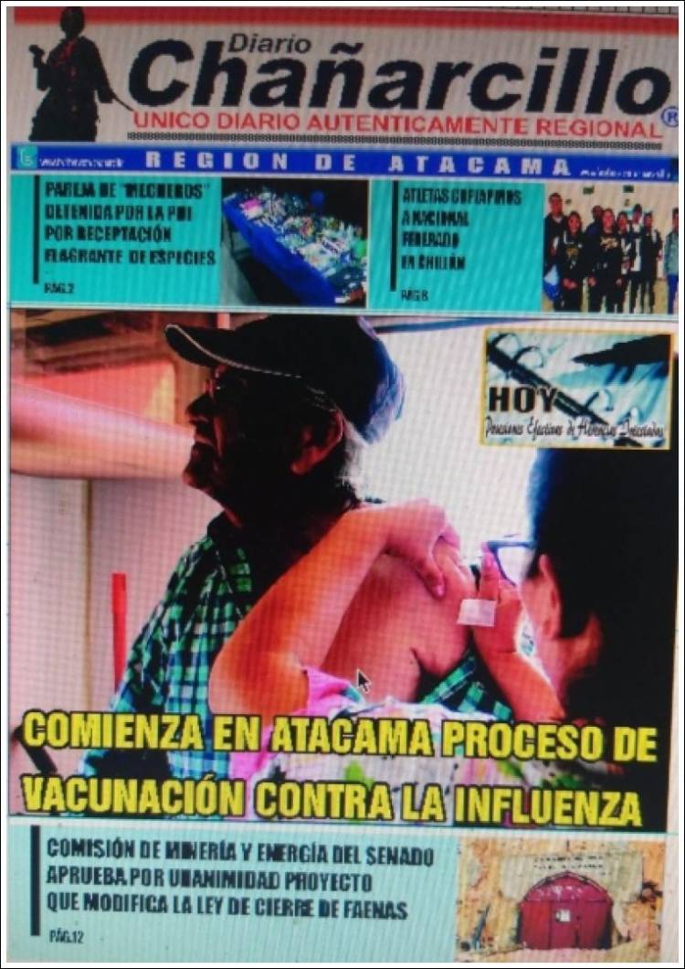 Portada de Diario Chañarcillo (Chile)