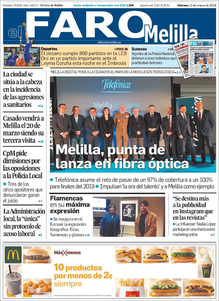 Portada de El Faro de Melilla (Espa&ntilde;a)