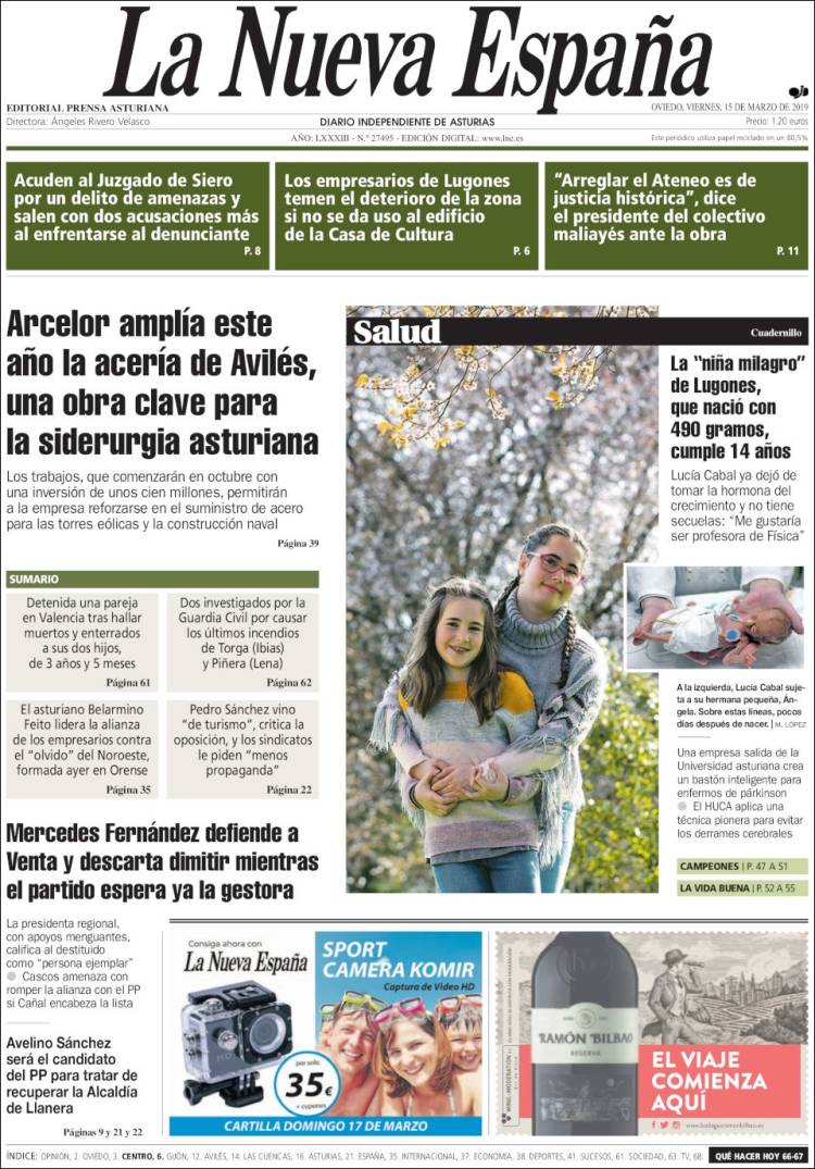 Portada de La Nueva España (Espa&ntilde;a)