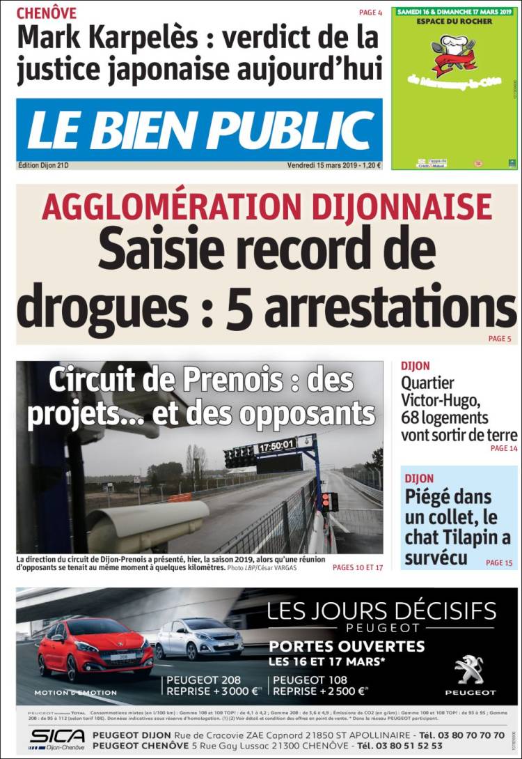 Portada de Le Bien Public (Francia)