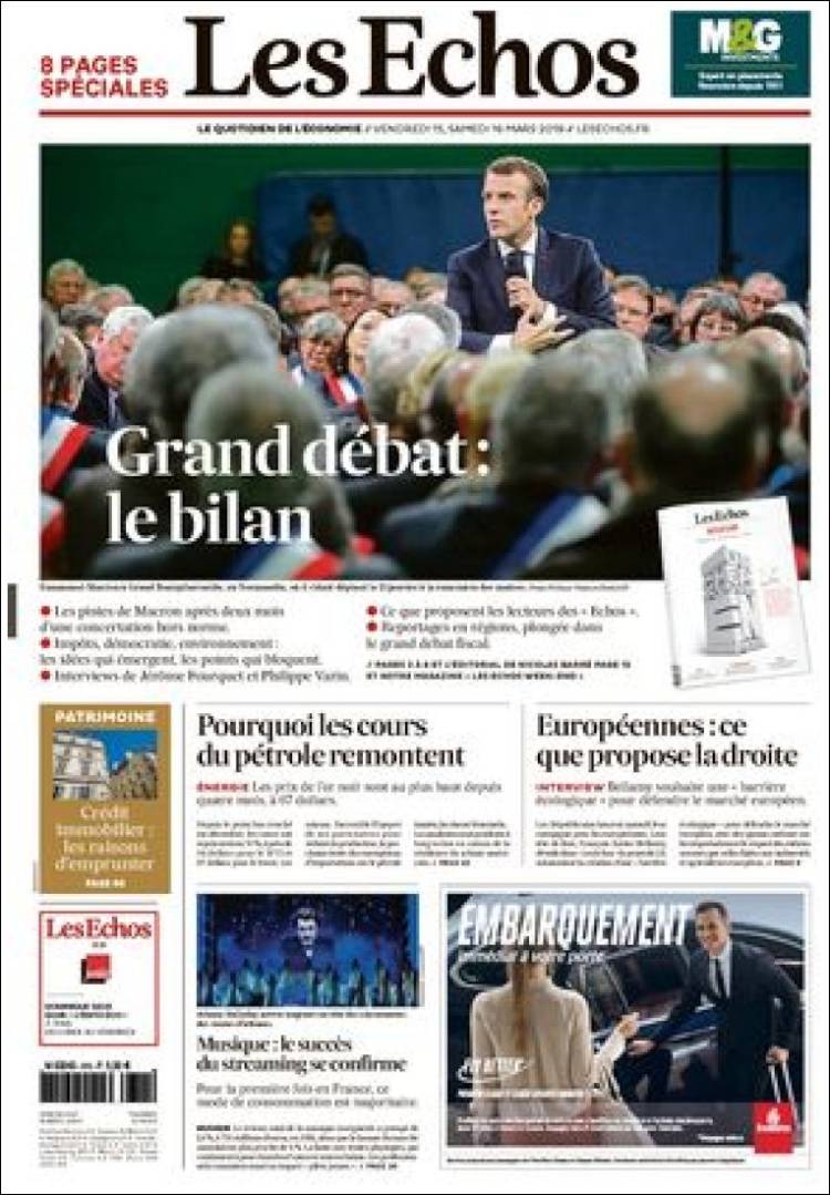 Portada de Les Echos (Francia)
